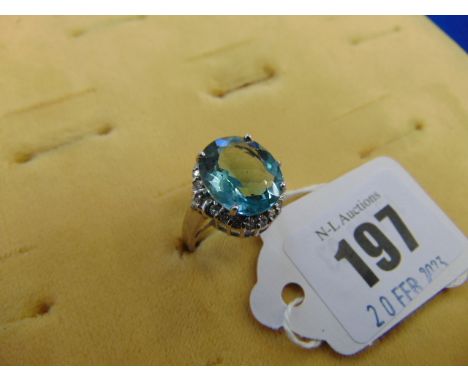 A silver and Aqua marine ring