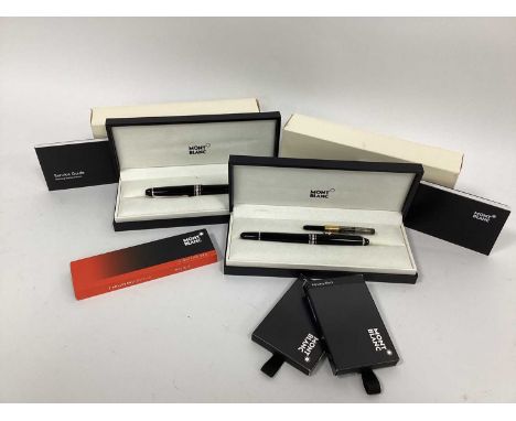 A Montblanc 'Meisterstuck' 4810 Fountain Pen, with box and outer sleeve and a matching roller ball pen, both with white snow 