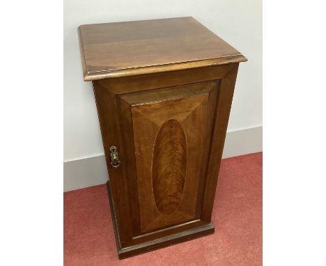 An Early XX Century Mahogany Specimen Cabinet, the top with moulded edge over cupboard door with inlaid panel, internal drawe