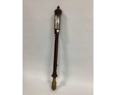 A James Rigby, Poole, Dorset Stick Barometer, in a cased and turned mahogany case, gimbal mount, 102cm long,Ivory Registratio