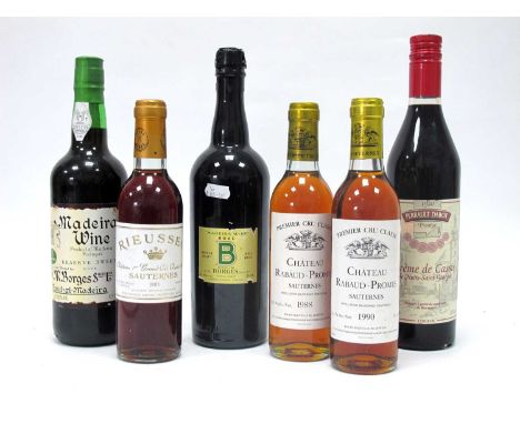 Wine - Madeira Wine 5 Years Old, Reserve Sweet; Madeira Wine Boal 1996 Borges; Creme de Casis de Nuits Saint Georges; Rieusse