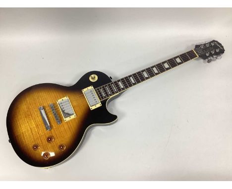 An Epiphone Les Paul Standard Electric Guitar, in sunburst finish, model number UO4112753.