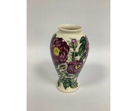 A Moorcroft Pottery Vase, painted in 'The RHS Heritage Rose'' design by Emma Bossons, shape 46/10, limited edition No1/15, si