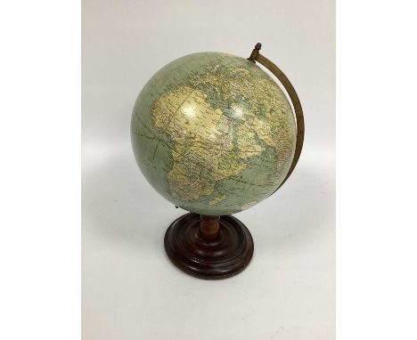 A Bacon's Excelsior Globe, early XX Century on a turned wood stand, 42cm high.