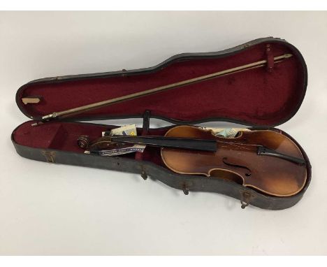 An Early XX Century Violin, with two-piece back, bearing label inscribed 'Antonius Stradivarious Cremonensis', length of back