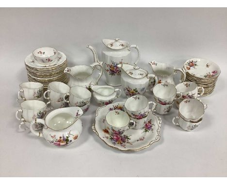 A Royal Crown Derby Porcelain Tea and Coffee Service in the 'Derby Posies' Pattern, comprising: teapot and cover, coffee pot 