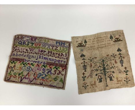 An Early XIX Century Sampler, worked in silks by Ann Butler and dated 1803, with a tree, flowers, birds and motto, 31 x 29cm,