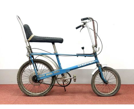 Raleigh Chopper Mk1 bicycle in ‘ Horizon Blue’. 3-speed Sturmey Archer gears with AWT shifter. Rear hub date stamped 71 2 (Fe