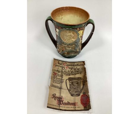 A Royal Doulton Pottery Two-Handled Loving Cup, to commemorate the coronation of George VI and Elizabeth, 1937, number 132 of