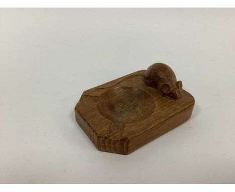 A Robert Thompson 'Mouseman' Oak Ash Tray, with carved mouse signature, 10.5cm long.