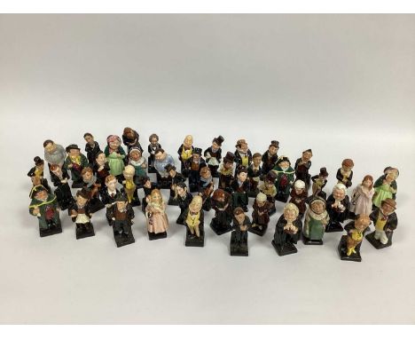 A Collection of Forty-Seven Small Royal Doulton Porcelain Dickens Characters Figures, to include:- Sam Weller, Uriah Heap, Pi