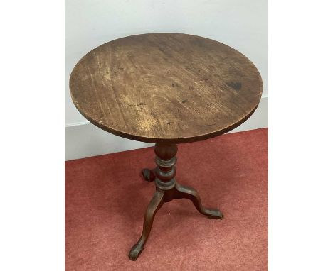 A XIX Century Mahogany Pedestal Table, with a circular top, turned pedestal on cabriole legs and pad feet, 78cm high.