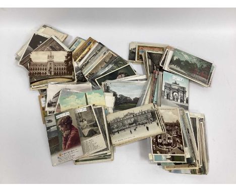 A Box of Early XX Century Picture Postcards, to include: topographical views - London, Texas, Glasgow noted, poem cards, actr