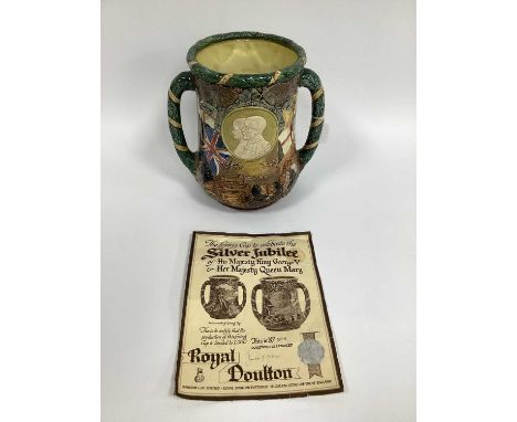 A Royal Doulton Pottery Two-Handled Loving Cup, to commemorate the silver jubilee of King George V and Queen Mary, 1935, numb