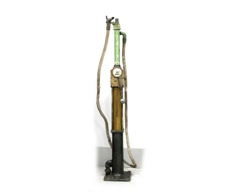 A 1930's Vickers Armstrong Model 'C' Hand-Cranked Petrol Pump, complete with 20 gallon delivery meter, rubber hose and brass 