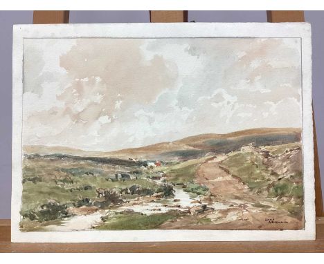 ARR GERALD ACKERMAN (1876-1960) *ARRMoorland Landscape, watercolour, signed lower right, unframed,25 x 37cm.