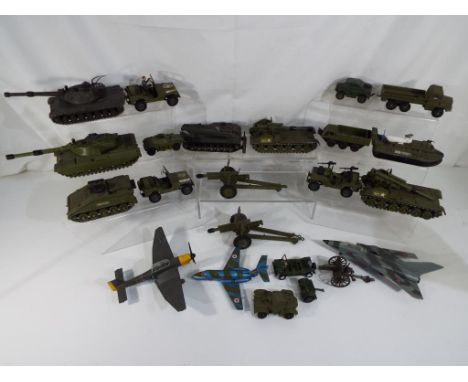 Dinky - in excess of 20 unboxed Dinky toys Military vehicles to include Mobile Gun, Leopard Tank, Striker, Daimler Armoured C