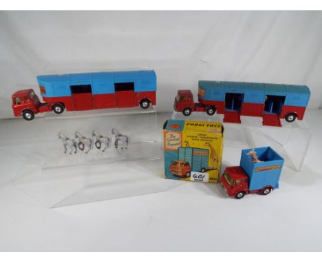 Corgi Toys - three Chipperfields Circus transporters comprising Giraffe transporter with two giraffes, exc in g original box 