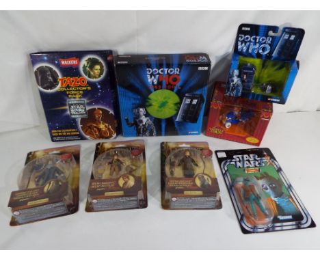 A good mixed lot to include three Hobbit figures, Star Wars figure by Kenna entitled Greedo, Dr Who model No. TY96203 by Corg