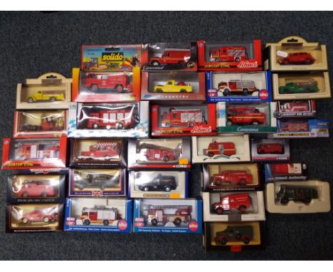 Diecast - Approximately thirty diecast models of fire appliances to include Solido, Siku, Corgi Trackside, Schuco, Oxford Die