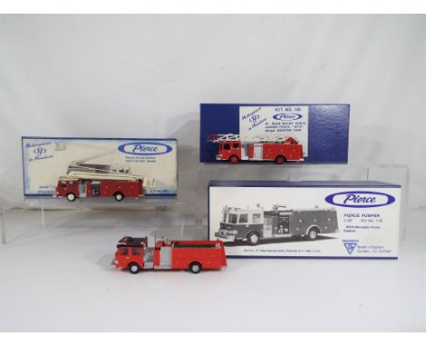 DJH Models - three models of fire service vehicles by DJH Models in original boxes to include a Pierce Arrow chassis with a 5