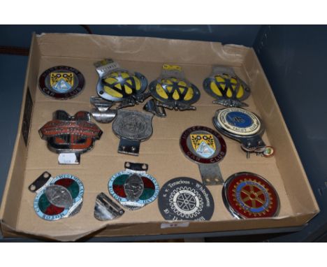 A group of vintage chrome and enamelled badges, to include AA car badges, Morecambe and Heysham Yacht Club badges, Westmorlan