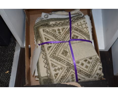 A selection of vintage and antique tray cloths and mats, beautifully hand worked items amongst this collection, including 192