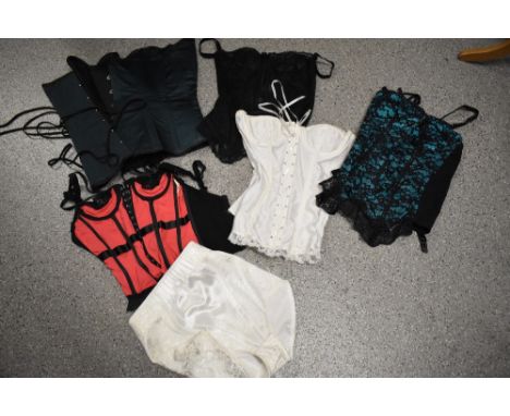 Five vintage corselettes, including Janet Reger, Lesley Woodgate and Gossard, also included is a modern panty girdle and cors