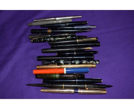 A box of nineteen vintage fountain pens mainly spares and repair.