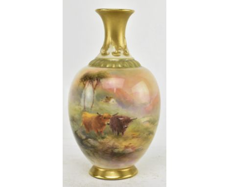 Royal Worcester - H. Stinton - A 20th century c.1926 vase of form of baluster with flared rim. The vase is hand painted with 