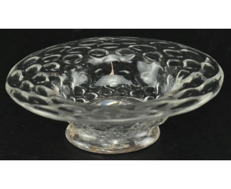 A George II 18th century hand blown glass honeycomb moulded patch stand. The stand having a flared rim raised on a short circ