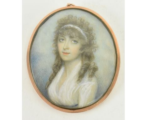 Attributed to Andrew Plimer (British, 1763-1837) - Miniature portrait of Eliza Martha Pasley Daniell (Hodges) -  An early 19t