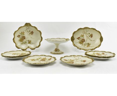 An early 20th century c1900 France J. C. Limoges hand finished gilded part dessert service. The lot comprising a cake stand, 