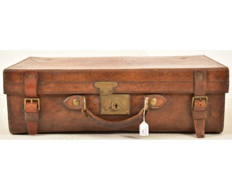 The Army & Navy Co-operative, London - An early 20th century brown leather travel briefcase / suitcase. The suitcase having a