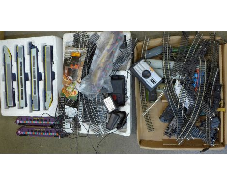 A collection of model rail including Hornby Flying Scotsman and London 2012 locomotive and carriages 
