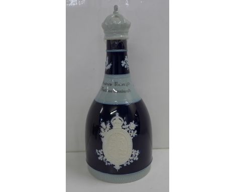 A commemorative Spode whisky decanter, Coronation of King George V and Queen Mary, June 1911, for Andrew Usher &amp; Co., Dis