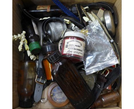 Watch spares, watch straps, clock keys and tools, etc. 