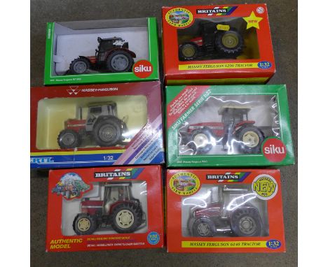 Six Massey Ferguson Britains tractor model vehicles, Britains and Ertl, boxed 