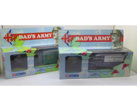 Two Corgi Dad's Army model vehicles, Hodges Greengrocer and Jones Family Butcher, boxed 