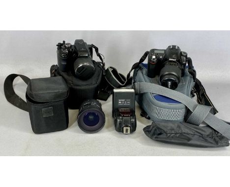 CAMERAS & ACCESSORIES: Nikon D50 digital SLR camera with 18-55mms lens and 82mms Skylight lens, flash, Fujifilm FinePix S8200