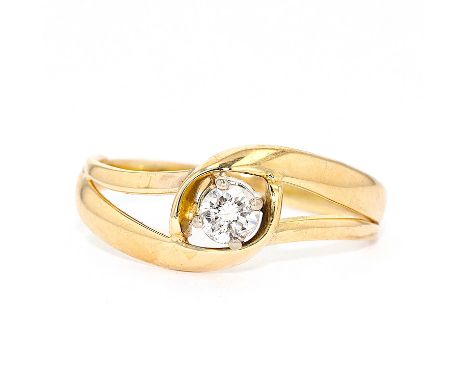 Ring 585 Gold mit einem Brillanten  Material:&nbsp;585 Gelbgold Diamanten:&nbsp;1 Brillant, ca. 0,17 ct, Reinheit: Piqué, Far