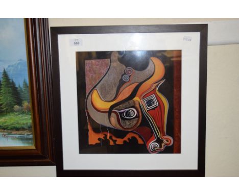 FRAMED PRINT OF ABSTRACT HORSE, FRAME WIDTH APPROX 44CM