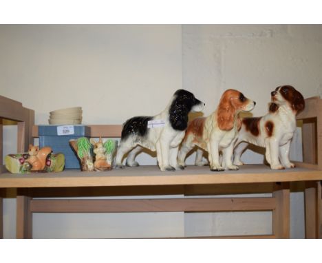 GROUP OF CERAMIC ITEMS INCLUDING THREE MODELS OF DOGS