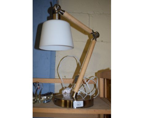 ANGLEPOISE LAMP WITH CHROME BASE AND GLASS SHADE