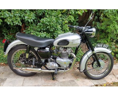 1959 Triumph T100, 498 cc. Registration number HAS 832 (non transferable). Frame number T100 022161. Engine number T100 02216