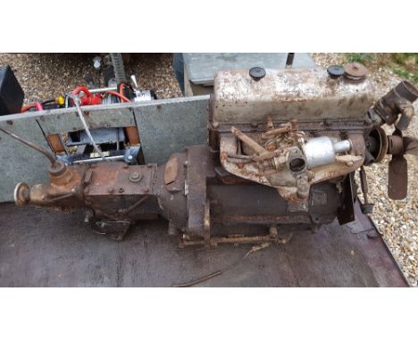 A believed MG Y Type engine and gearbox, replacement engine number C72847, part number BG12R.