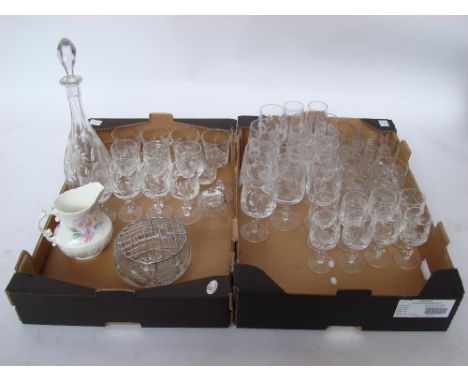 A suite of moulded crystal glasses comprising eight red, eight white (one stem broken), eight sherry, six flutes, eight tumbl