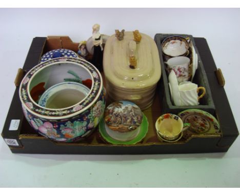 Mixed ceramics to include Worcester figure Royal Worcester 'Lucy', a 19th Century stoneware tureen, a Chinese planter, Polish