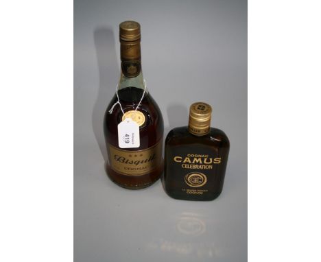 A bottle of Bisquit Cognac, and a half bottle of Camus Cognac  70o  proof