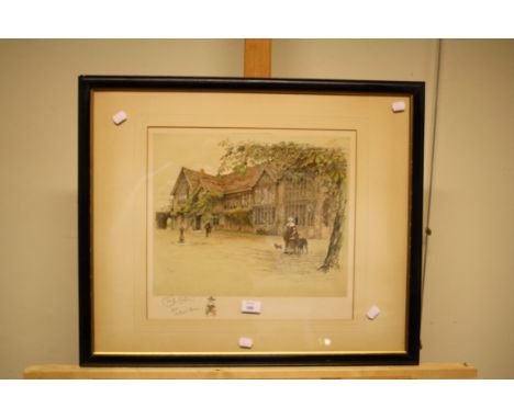 After Cecil Aldin Ockwell's Manor, Bray, Berkshire A lithograph, signed in pencil by the artist, dedicated to the owner, Sir 